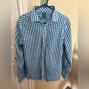 GAP Blue Plaid Long-Sleeve Dress Shirt